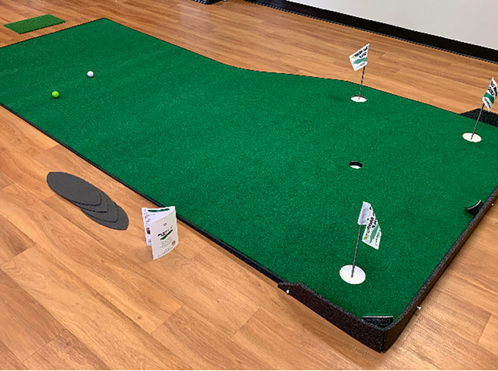 Big Moss Country Club Putting Green 3 regulation size cups and 1 reduced hole for accuracy practice