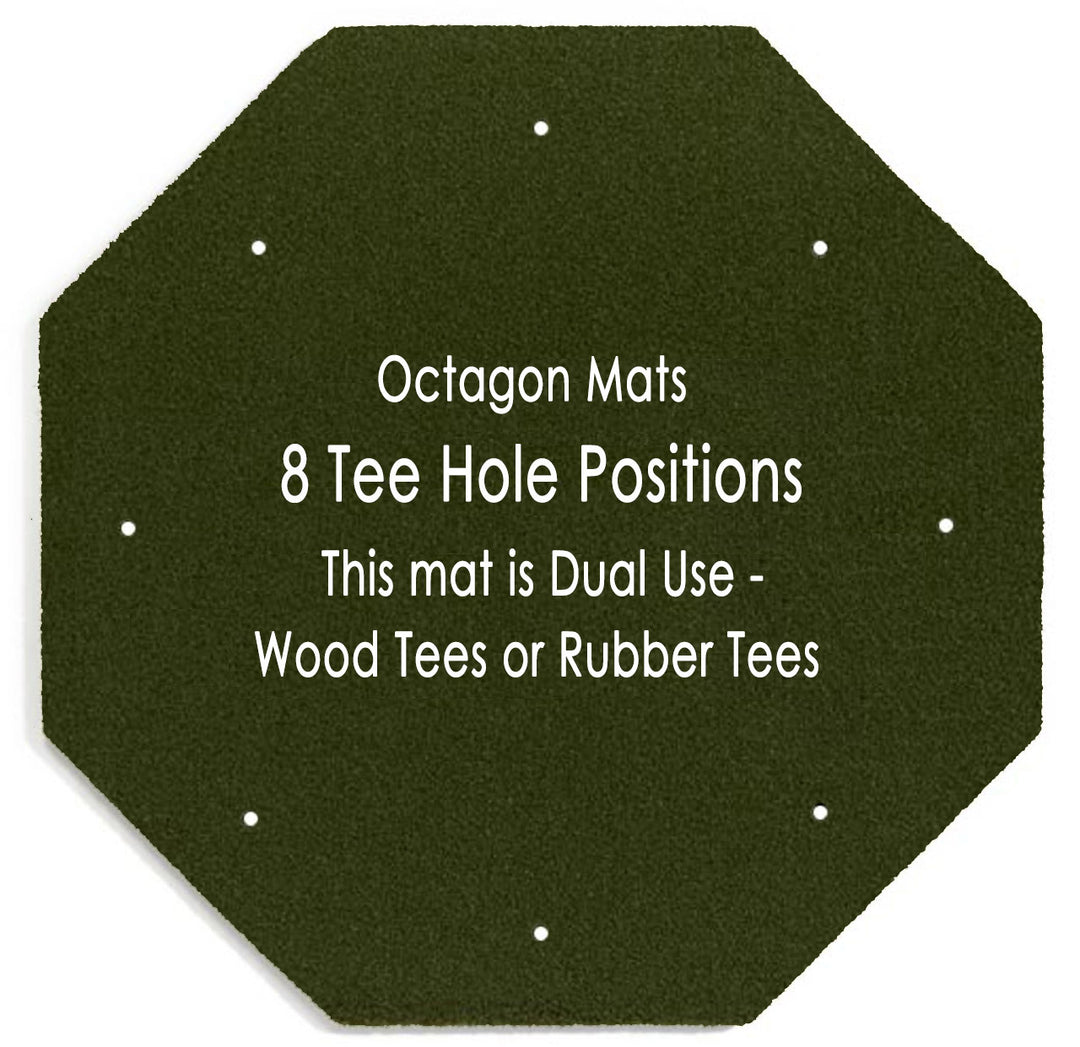 Dura-Star Pro-Action Wood Tee Golf Mat - Octagon Golf Practice Mat Tee Hole Positions