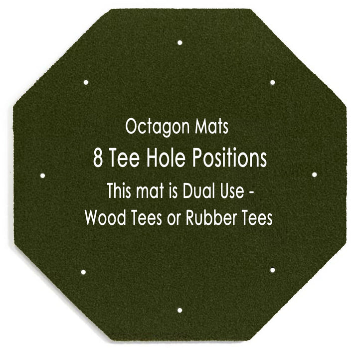 Dura-Star Pro-Action Wood Tee Golf Mat - Octagon Golf Practice Mat Tee Hole Positions