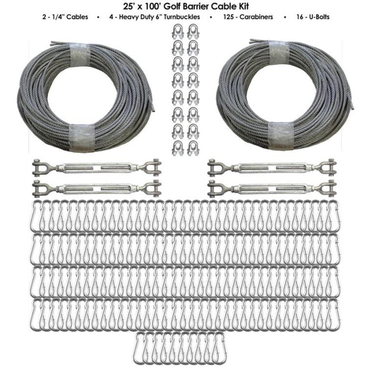 Gorilla Barrier Netting Cable Kits Golf Nets and Cages 25' x 100'