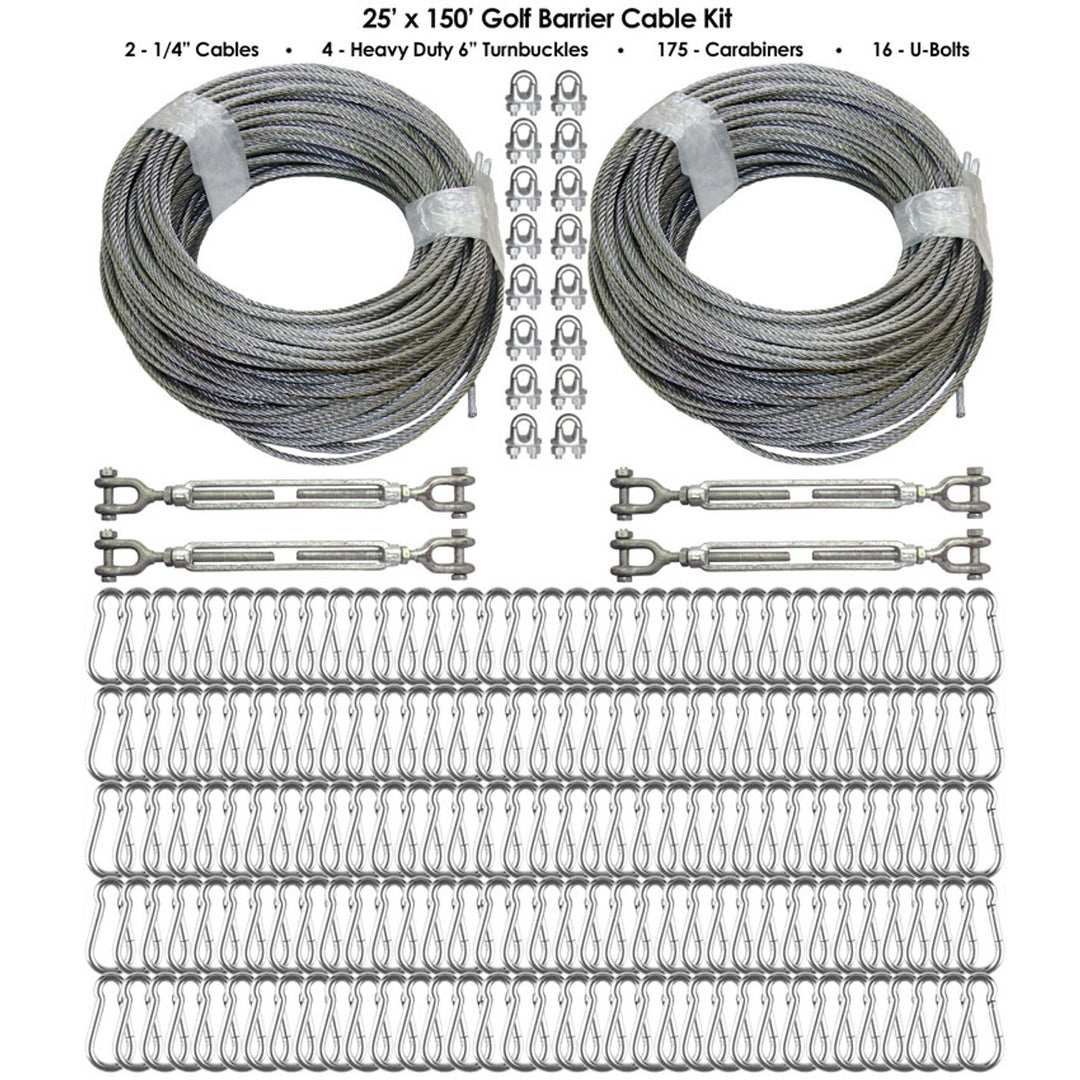 Gorilla Barrier Netting Cable Kits Golf Nets and Cages 25' x 150'