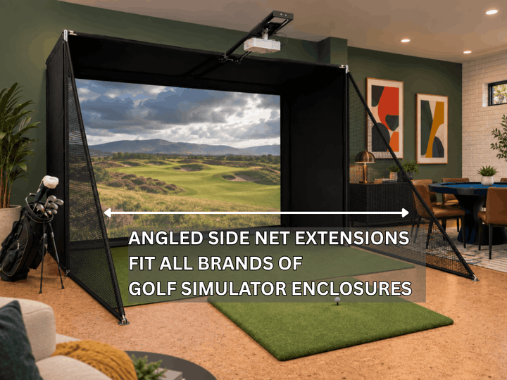 8x10x5 America's Choice Golf Simulator with Angled Side Net Extensoins