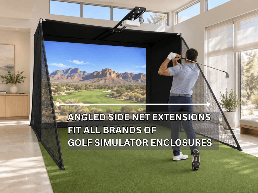 9x16x5  America's Choice Golf Simulator with Angled Side Net Extensoins