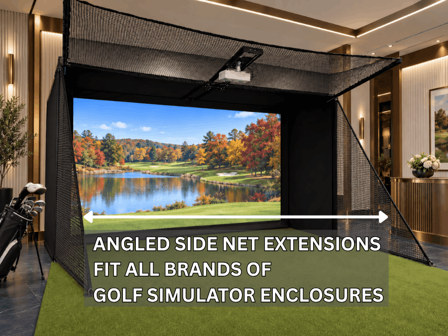 9x16x6 SafetyMax Golf Simulator with angled side nets installed