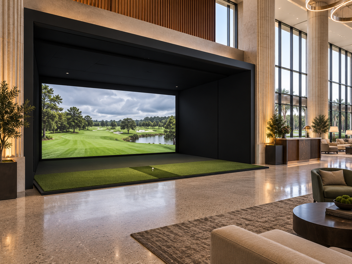 America’s Wall-to-Wall Studio Series Commercial Golf Simulator Enclosure — 9'H x 16'W x 8'D
