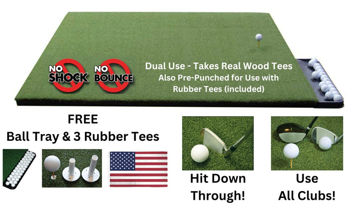 Perfect ReACTION Wood Tee Golf Mats. By Dura-Star™ Includes Ball Tray & Tees.