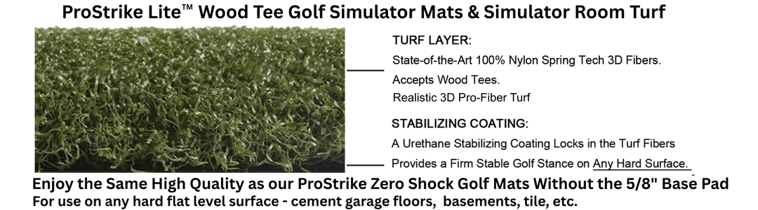 ProStrike LITE Wood Tee Golf Simulator Mat Features and Side View