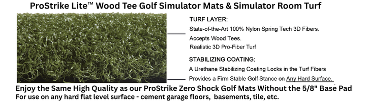 ProStrike LITE Wood Tee Golf Simulator Mat Features and Side View