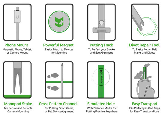 Scratch Stick & Magnet. Putting Golf Training Aid