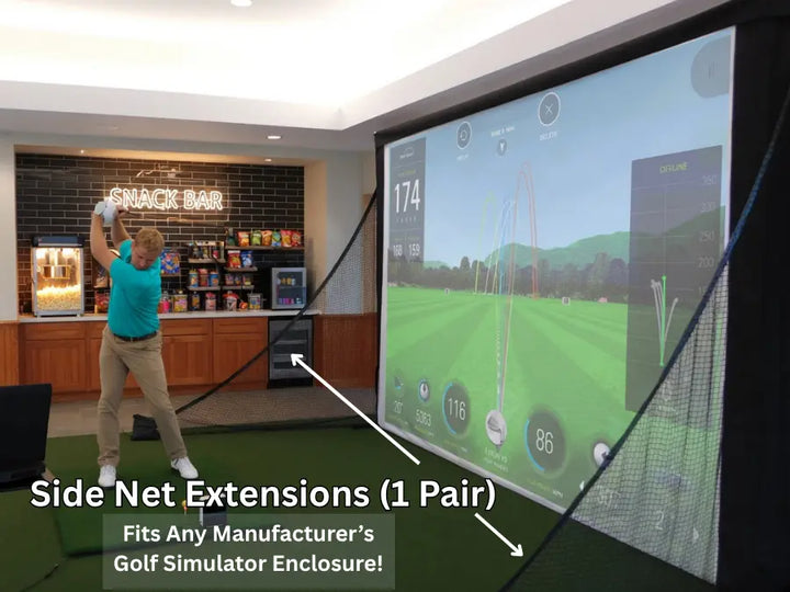 Golf Simulator Enclosure Angled Side Net Extensions - 1 Pair
