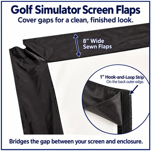 Add a flap to your golf simulator screen to bridge the gap between your screen and enclosure 