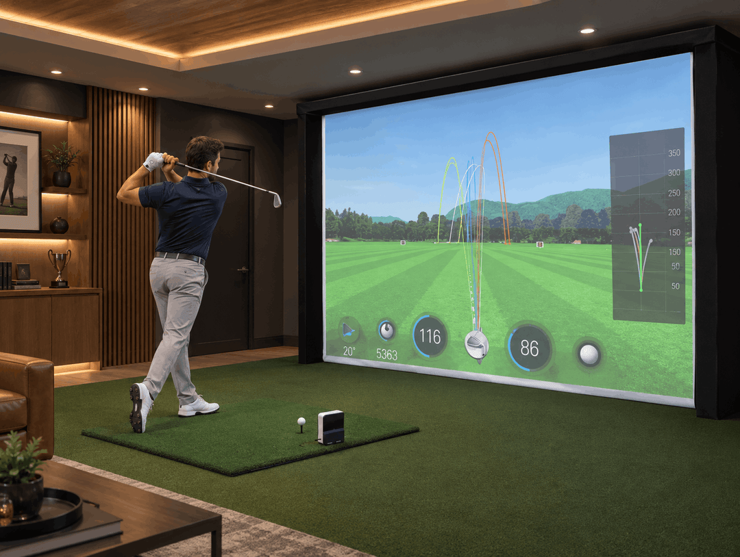 America's Compact 8x10x2 Golf Simulator Enclosure in home set-up