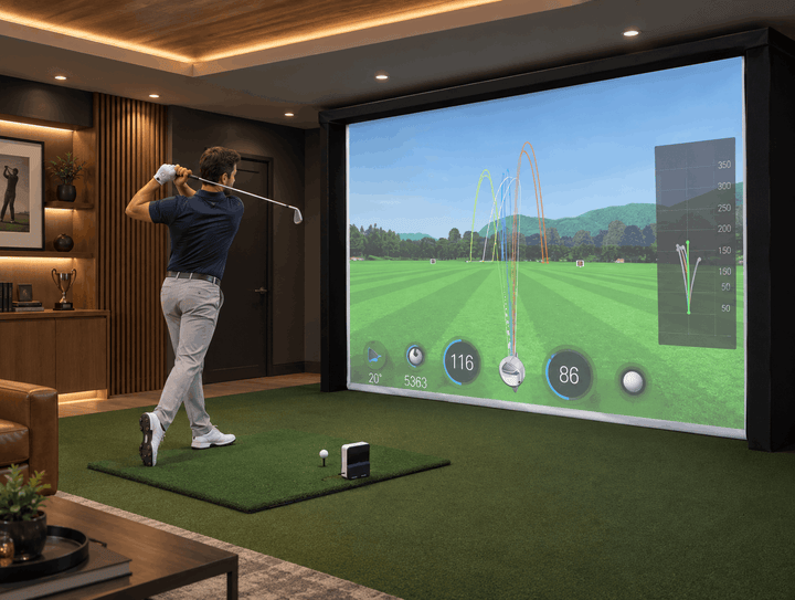 America's Compact 8x10x2 Golf Simulator Enclosure in home set-up