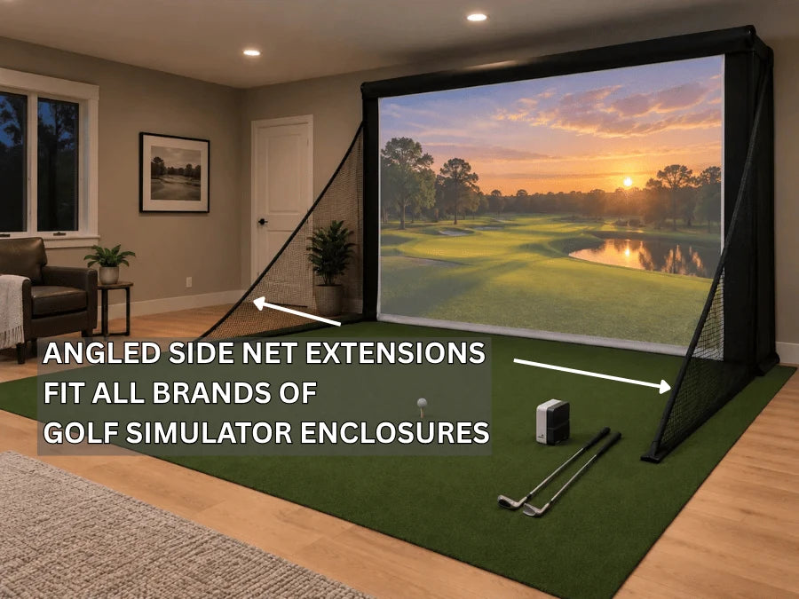 Compact 9x16x2 Simulator Enclosure with Angled Side Net Exetnsions