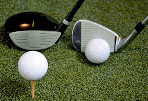 Use any club in your bag and place a wood tee anywhere on the golf mat